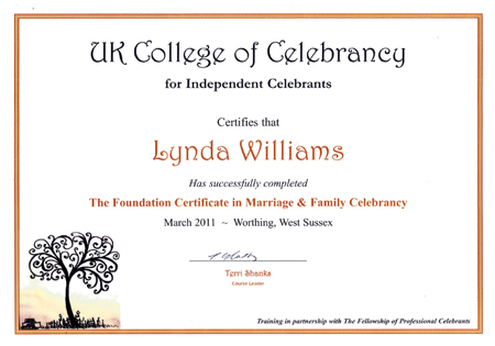 Celebrant Qualification Certificate